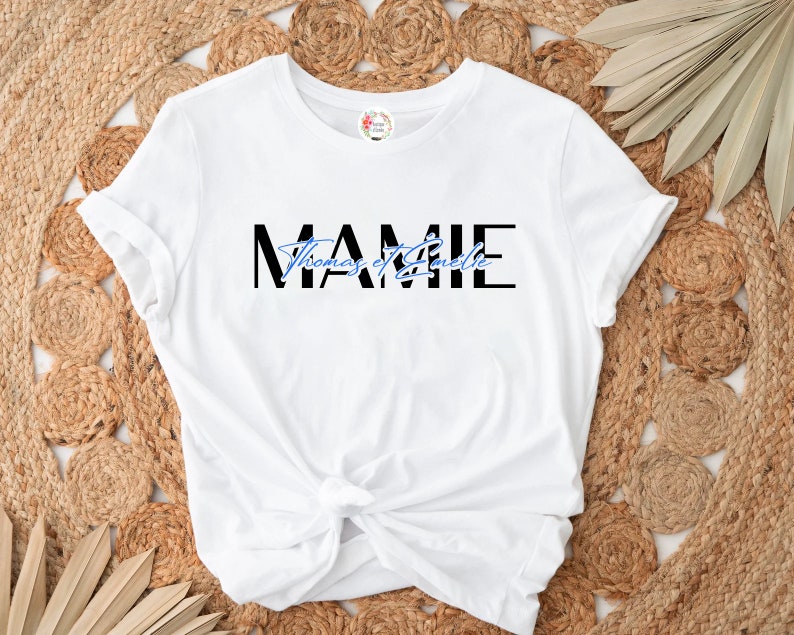 T-shirt Mamie avec prénom enfants , Tee-shirt personnalisé mamie, T-shirt anniversaire mamie, image 3