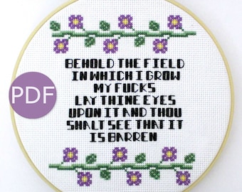 No Fucks Cross Stitch Pattern