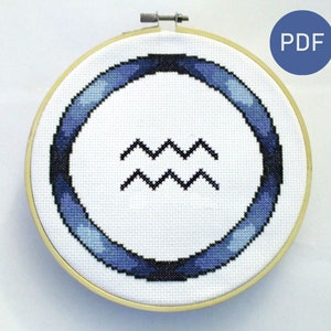 Aquarius Zodiac Cross Stitch Pattern