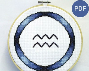 Aquarius Zodiac Cross Stitch Pattern
