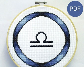 Libra Zodiac Cross Stitch Pattern
