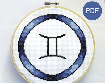 Gemini Zodiac Cross Stitch Pattern