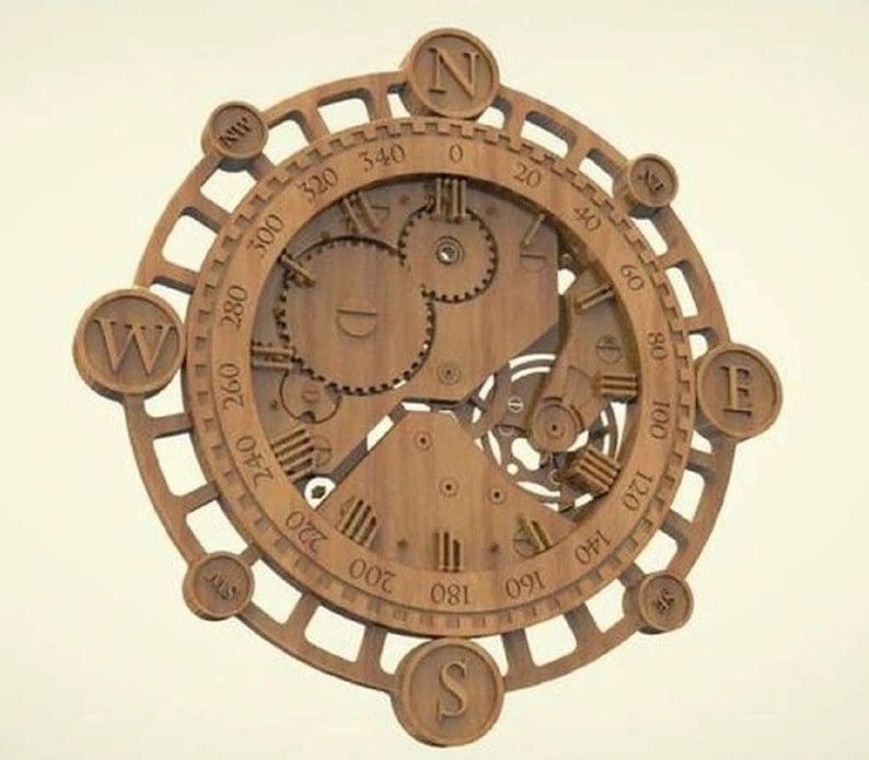 Navy map wall clock 3d model relief for cnc router in STL file format clock