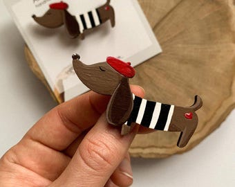 愛らしいヴィンテージスタイルのダックスフントのブローチ - Etsy 日本
