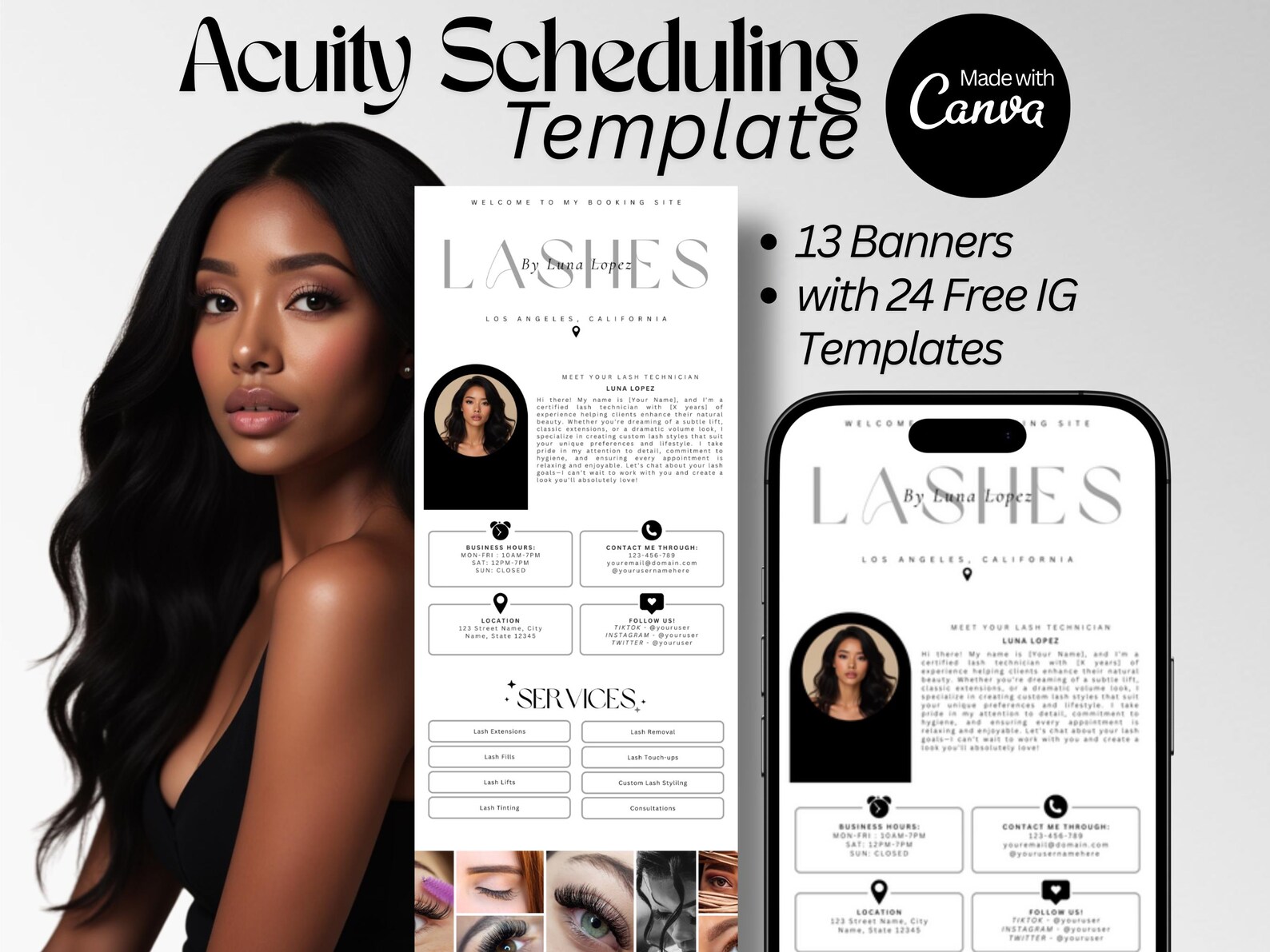 Lash Tech Acuity Scheduling Template White Lash Booking Site Lash Tech ...