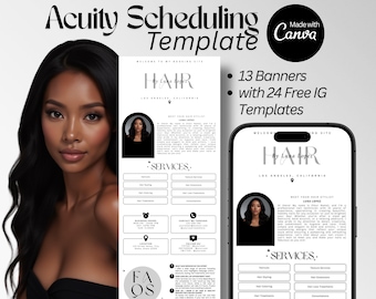 Acuity Scheduling Template Black Hair Stylist Canva Template DIY White Acuity Template Hair Business Acuity Booking Page Website Template