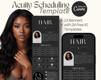 Hair Stylist Acuity Scheduling Template Black Canva Template DIY Acuity Template Hair Business Acuity Booking Page Website Template