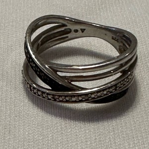 Black and White sterling silver ring Size 6.5