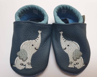 Größe 18, Lederpuschen, Krabbelschuhe, Lauflernschuhe, Babyschuhe mit Elefant, Elefanten