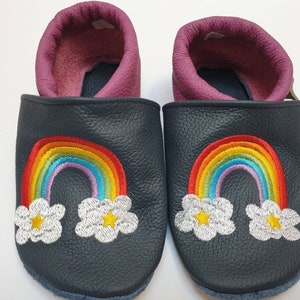 Size 22, leather slippers, crawling shoes, first walker shoes, baby shoes with rainbow