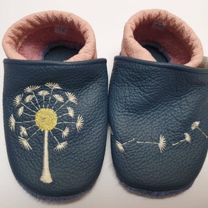 Size 18, leather slippers, crawling shoes, first walker shoes, baby shoes with dandelion