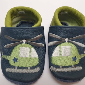 Size 18, leather slippers, crawling shoes, first walker shoes, baby shoes with helicopter