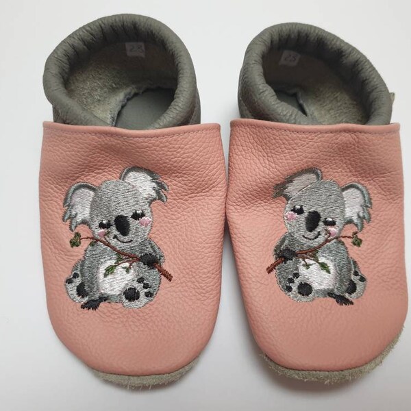 Größe 23, Lederpuschen, Krabbelschuhe, Lauflernschuhe, Babyschuhe mit Koalas, Koala, Koalabären, Koalabär