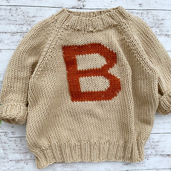 Embroidered name sweater Knit letter pullover Cotton sweater Etsy