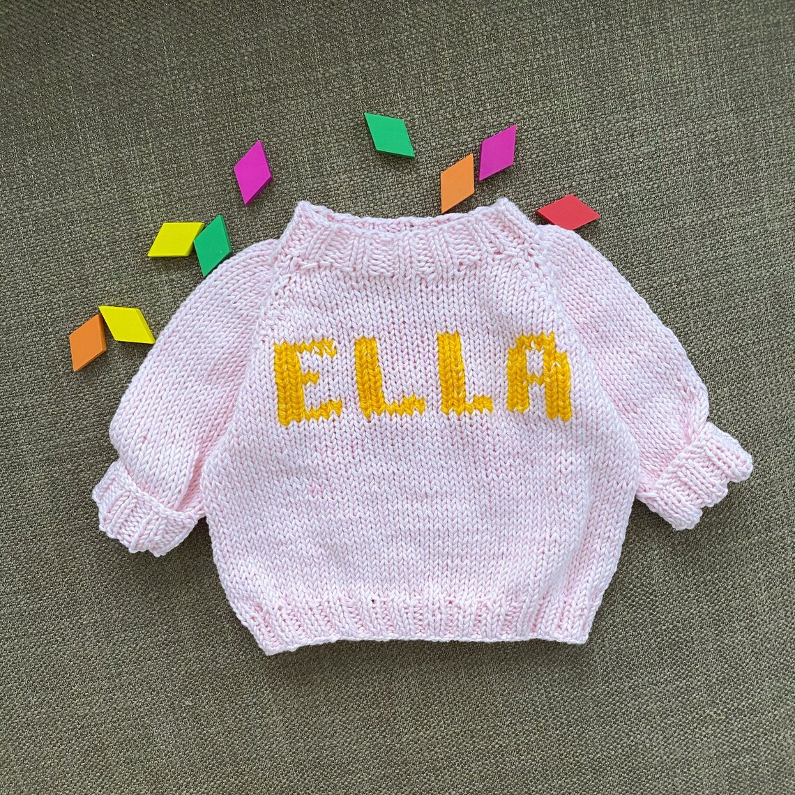 Name Baby Pullover stricken Brief Kleinkind Pullover rosa Etsy