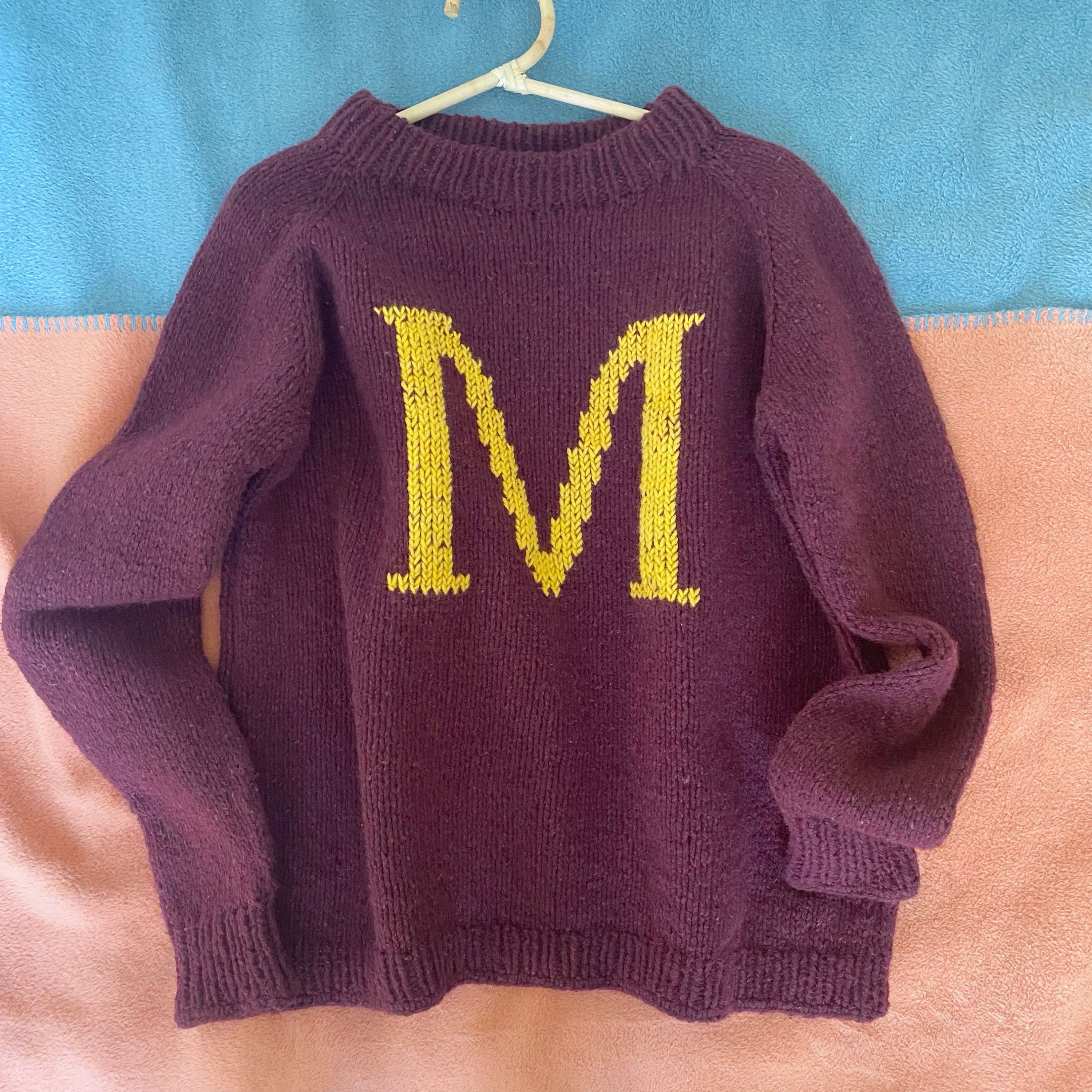 Weasley adult sweater Knit letter pullover Initial hand knit Etsy