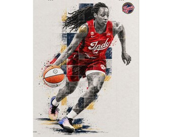 Kelsey Mitchell Art Print, WNBA Basketball Poster, Fever Sports Decor, Gift for Basketball Fans