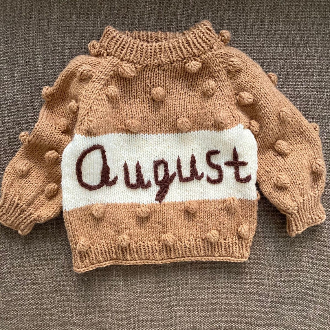 Name baby sweater Knit letter toddler sweater Beige neutral Etsy