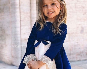 blue velvet baby dress