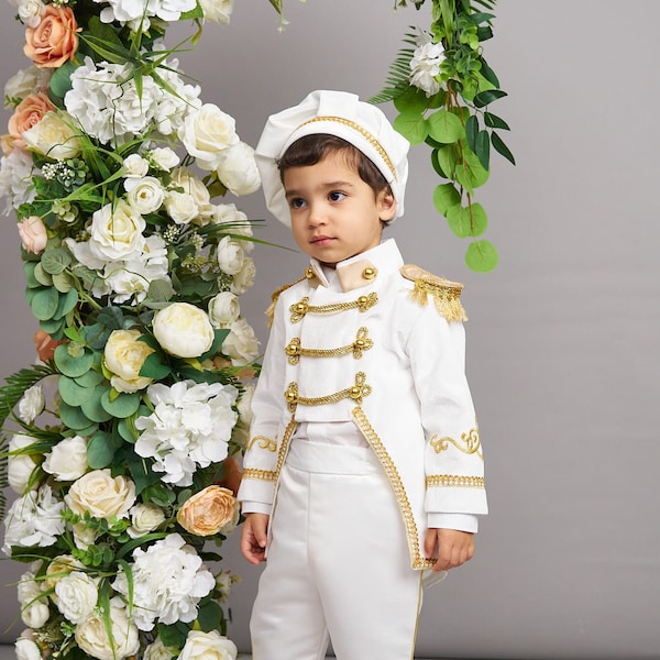 Prinz Charming Kostüm, Erstes Geburtstags-Outfit Junge, Kostümparty, Königskostüm für Baby, erster Geburtstag, Royal Ivory Prince Outfit