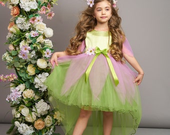 Ensemble robe tutu de fée verte et violette - Déguisement princesse fée des bois - Déguisement de fée pour fille - Habillage de fée pour tout-petit