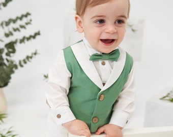 Costume complet avec gilet, tenue premier anniversaire, premier costume de bébé, costume de mariage, tenue de mariage pour enfants, baptême de garçon