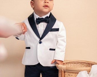 Boys 4-Pieces Slim Fit | boys black and white tuxedo suit |  Tuxedo suit | Tuxedo suit for boys