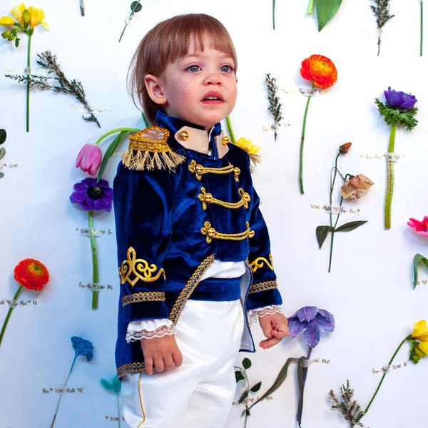 Traje de Príncipe Azul, Traje de Primer Cumpleaños Niño, Fiesta de Disfraces, Traje de Rey para Bebé, Primer Cumpleaños, Traje de Príncipe Real