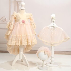 Dusty Pink Vintage Baby Girl Dress, Baby Baptism Dress, Formal Baby Dress, Photoshoot Dress, Communion Dress, Christening Dress