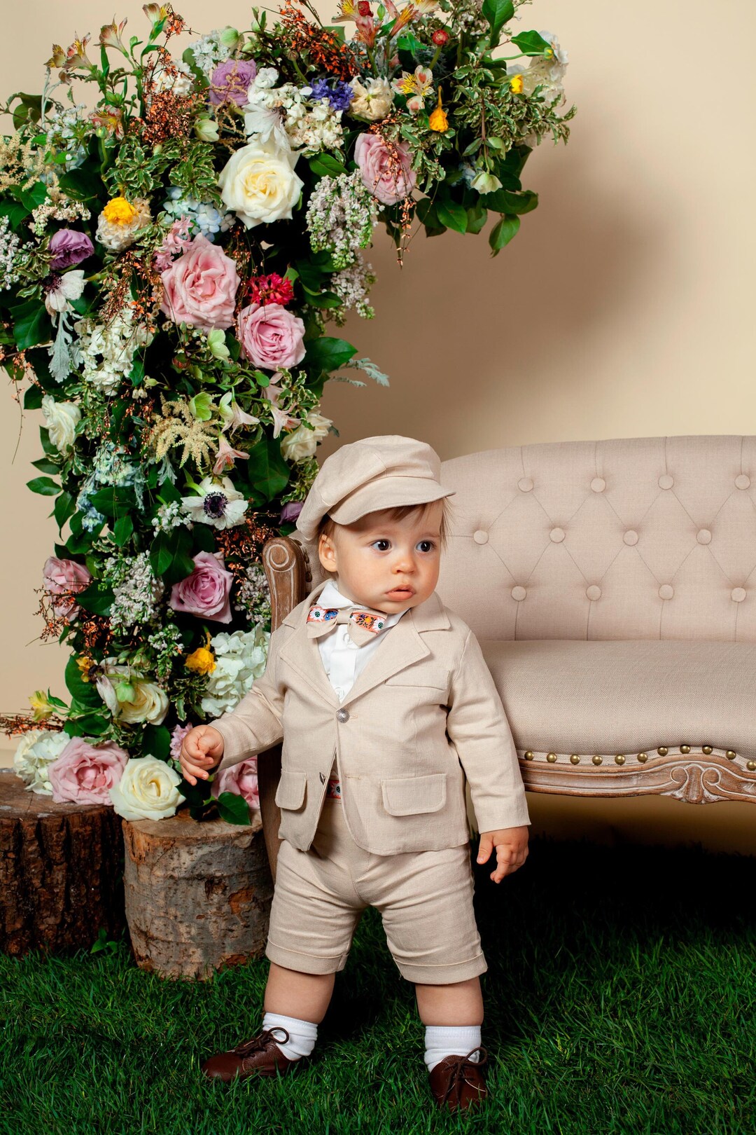 Baby Boy Beige Linen Shorts and Blazer Suit Set Boys Easter Etsy