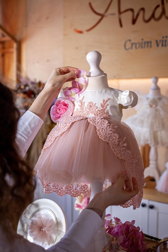 Robe de tulle rose bebe fille robe de fille de fleur robe de premier anniversaire robe fantaisie bebe robe de soiree enfant en bas age Etsy France
