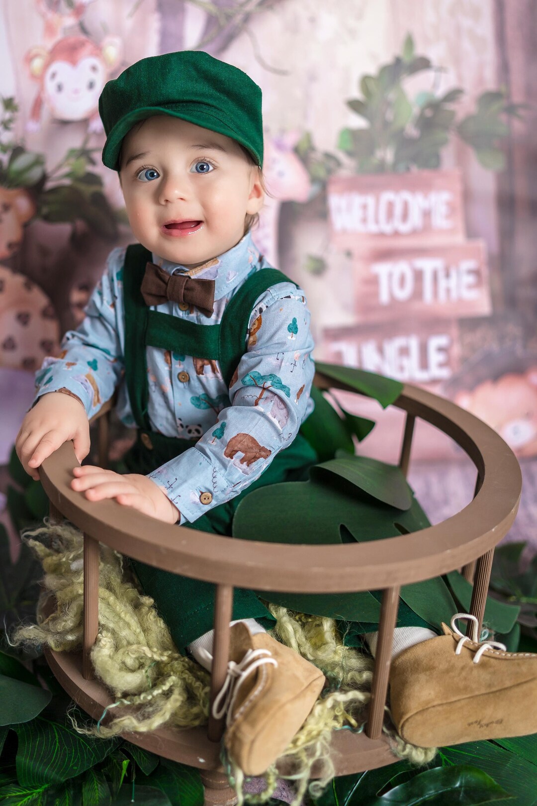 Baby Boy Jungle Set 3 Pieces Baby Safari Outfit Baptism Etsy