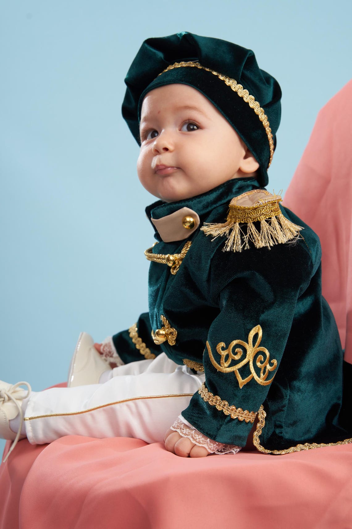 Boy Velvet Royal prince 3pc Full Jacket Set-Maroon
