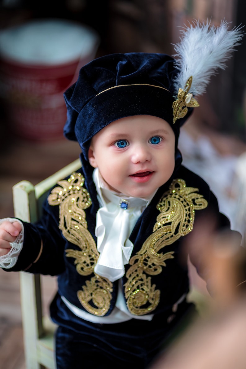 Costume Petit Prince Charmant Baptême majestueux Costume Prince Royal Bébé Garçon Tenue de roi pour tout-petits Tenue de garçon de page image 1