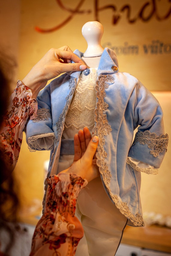 Hand Embroidery Royal-Blue prince coat - Fotress Dulha Hosue