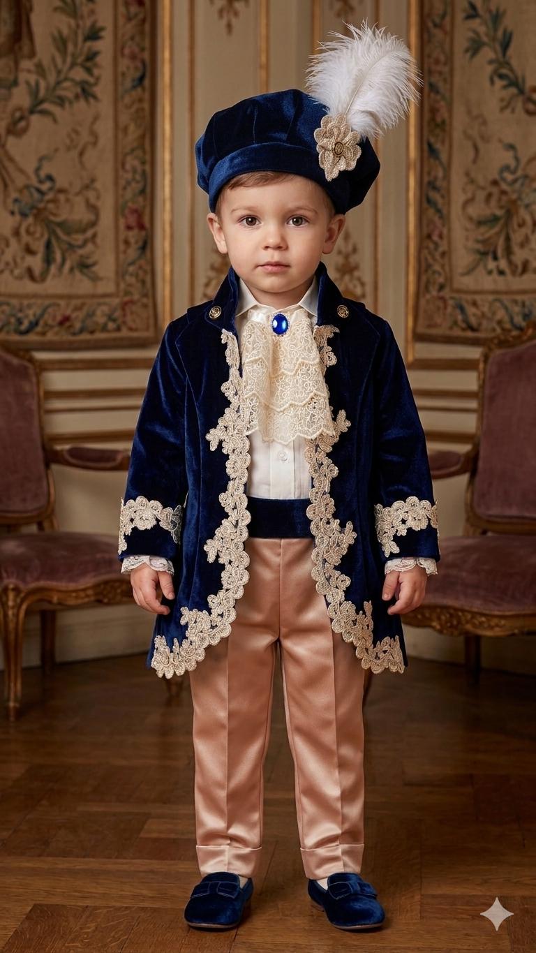 Velvet Royal Prince Suit Christening Outfit, Page Boy Costume