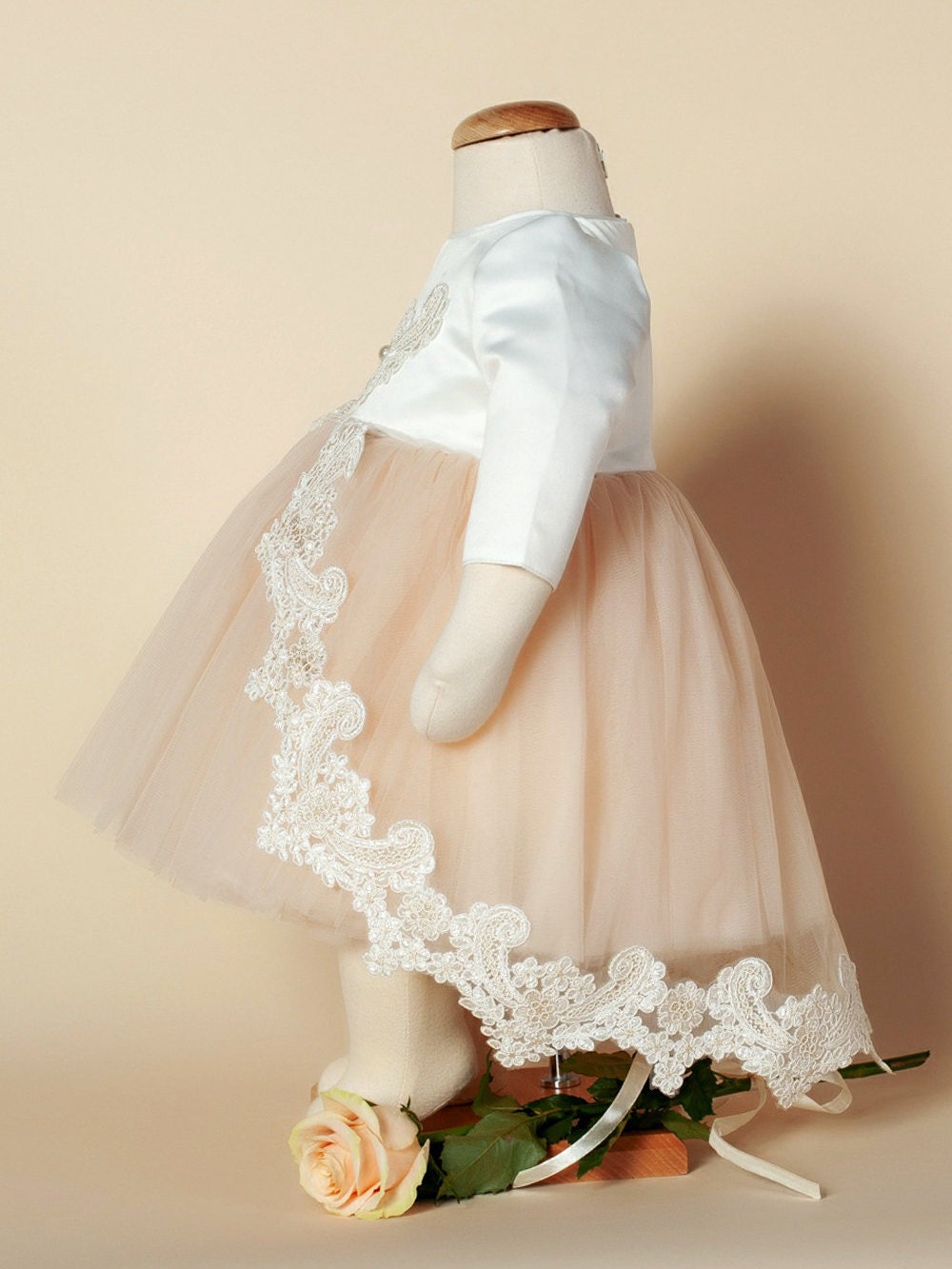 Christening Baby Girl Special Occasions Dress Beige Dress Etsy