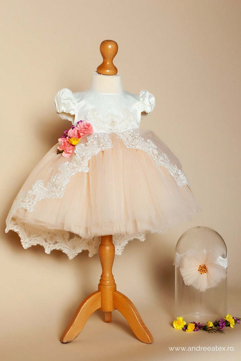 Christening Baby Girl Special Occasions Dress Beige Dress Etsy
