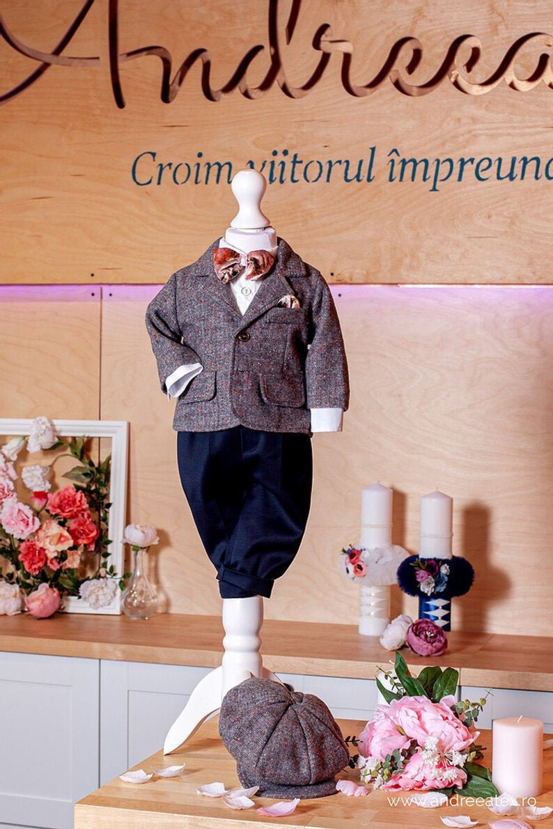 Marco Christening Suit I Baby first suit I First Birthday boy suit I Beige Christening baby suit I