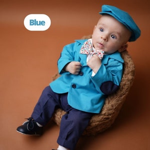 Baby boy 5 piece suit | Baptism boy suit | Christening boy suit | Birthday boy 5 piece blue suit | Set outfit for boys