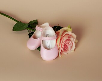 Pink Eco-Leather Baby Girl Shoes: Soft Sole Infant Shoes