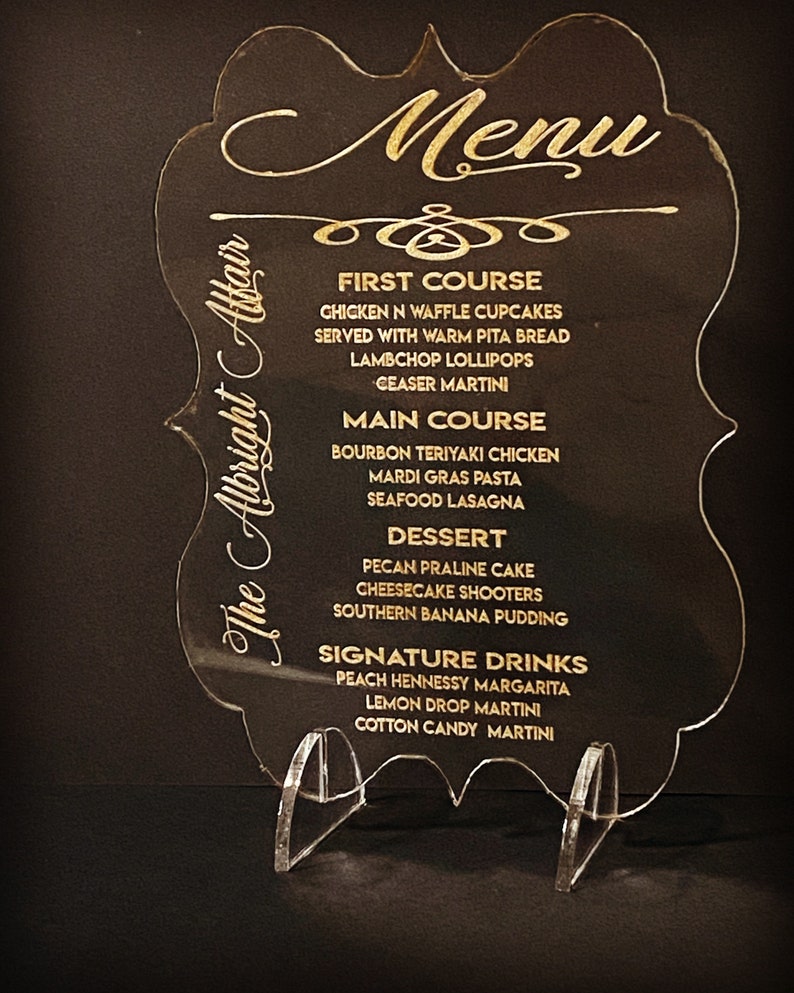 Acrylic Bar Menu Standing Sign Acrylic Menu Acrylic Seat | Etsy