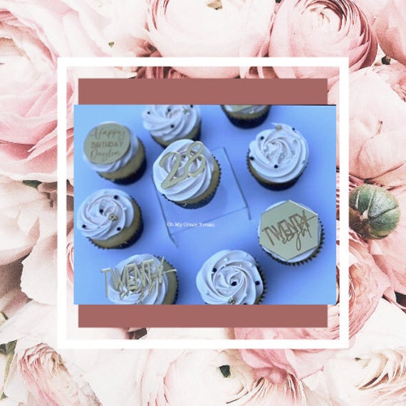 CUSTOM Cupcake toppers/ name cupcake topper/ acrylic cupcake toppers