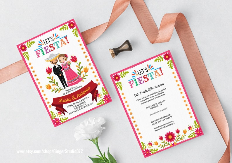 Fiesta Couples Shower#FTWD200601 Cute Fiesta Engagement Invitation,E-invitation Fiesta Bridal Shower Invitation