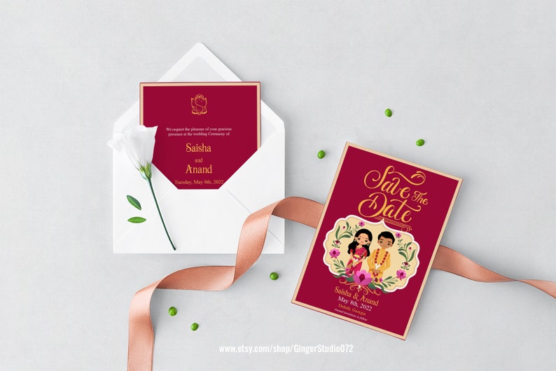 Cute Digital Indian Wedding SAVE THE DATE invitation card Template Personalize Template #idwc8977 Printable Invitation E-invite