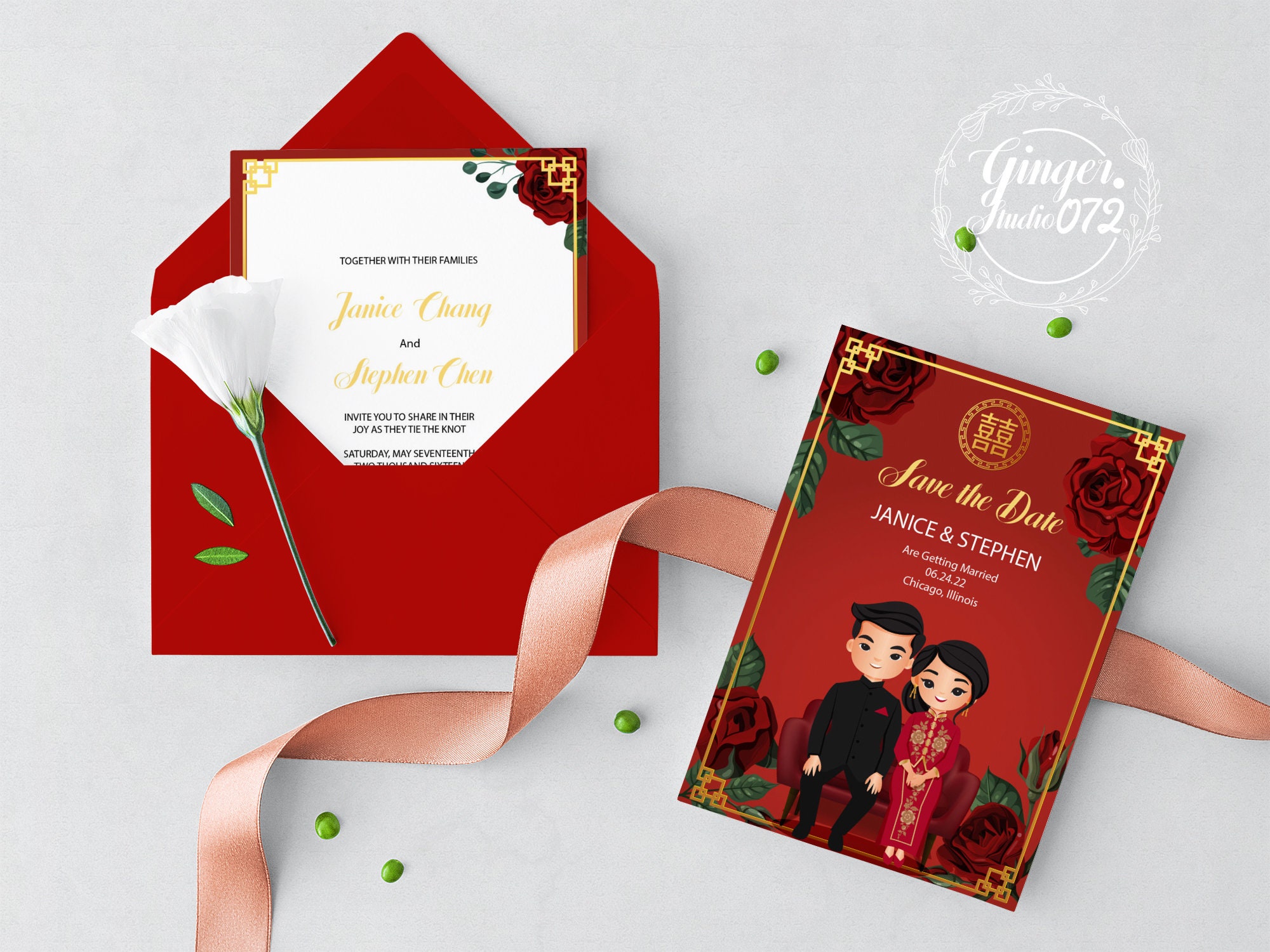 Cute Digital Chinese/Vietnamese Wedding invitation card Etsy