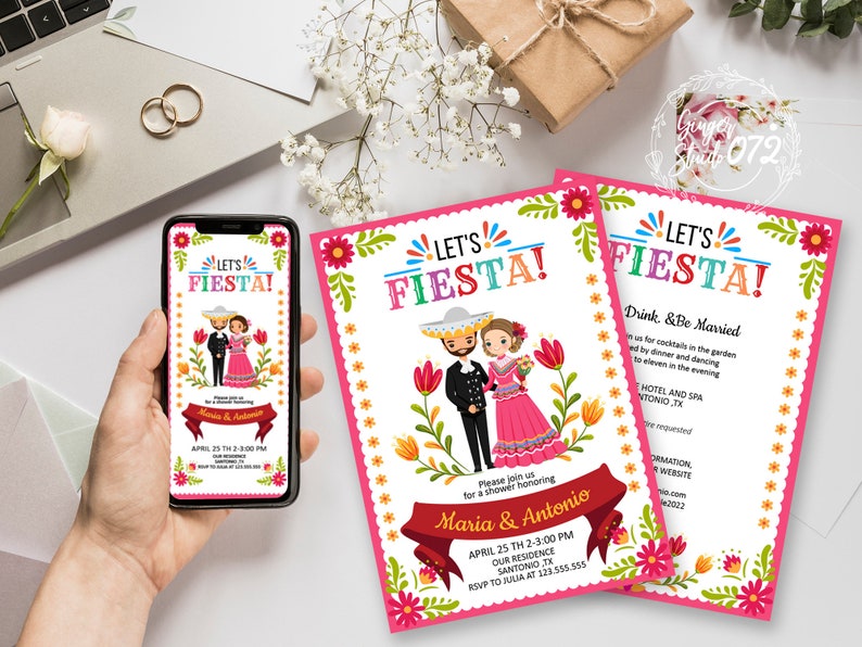 Fiesta Couples Shower#FTWD200601 Cute Fiesta Engagement Invitation,E-invitation Fiesta Bridal Shower Invitation