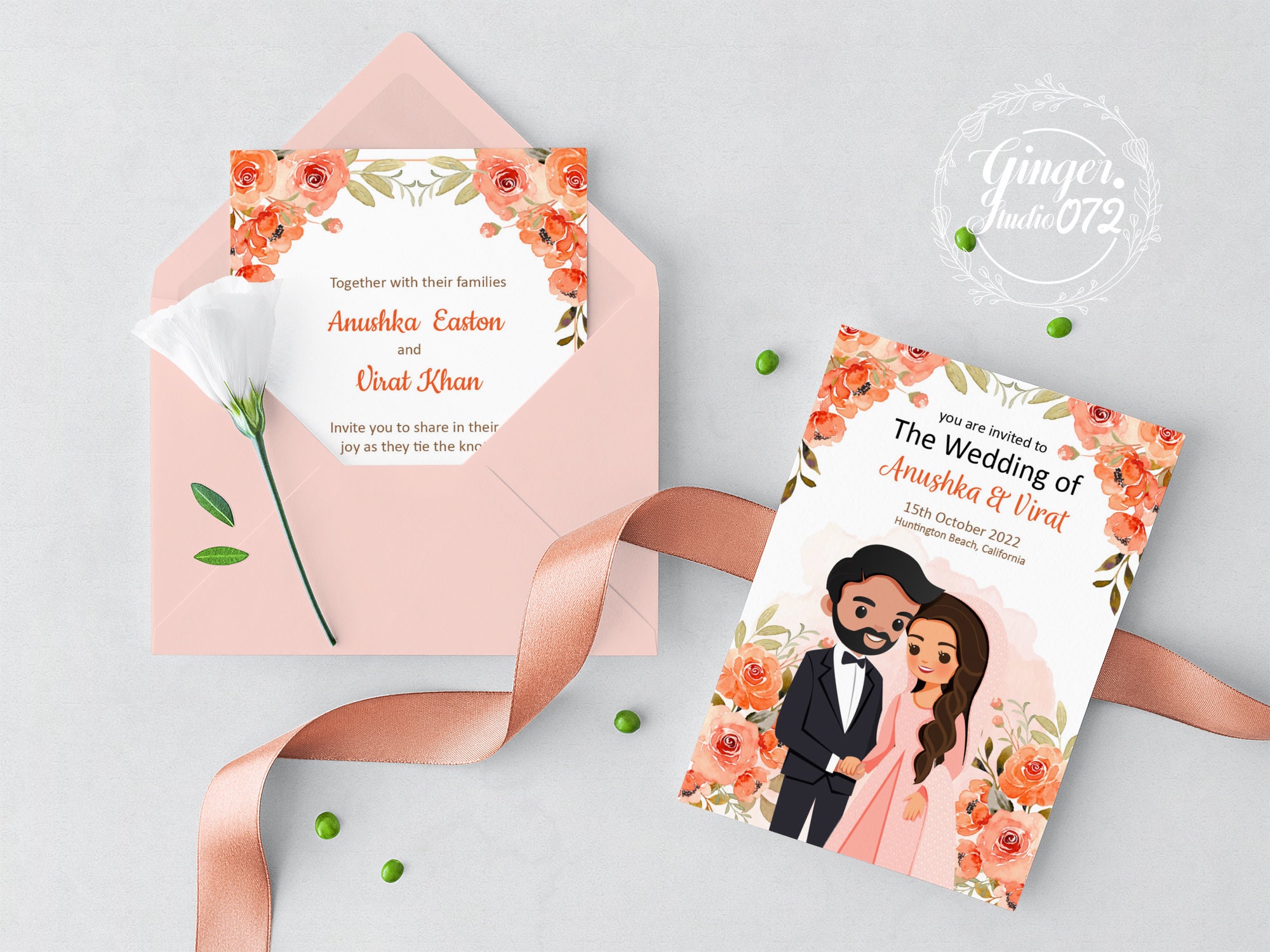 Cute Wedding Invitation Card Combo Set Electronic Invitation Etsy