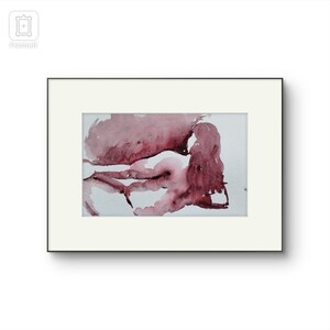 Original Watercolor Pink Female Nudes,wall art sketch,watercolor Body art.Original gift,Abstract watercolor wall art,Nacked woman,small size