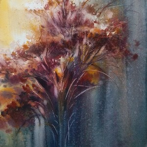 Original watercolor flower painting Botanical Art Grey Yellow Flowers Field Little Still Life Home Decor Not Print Impressionistic Picture
